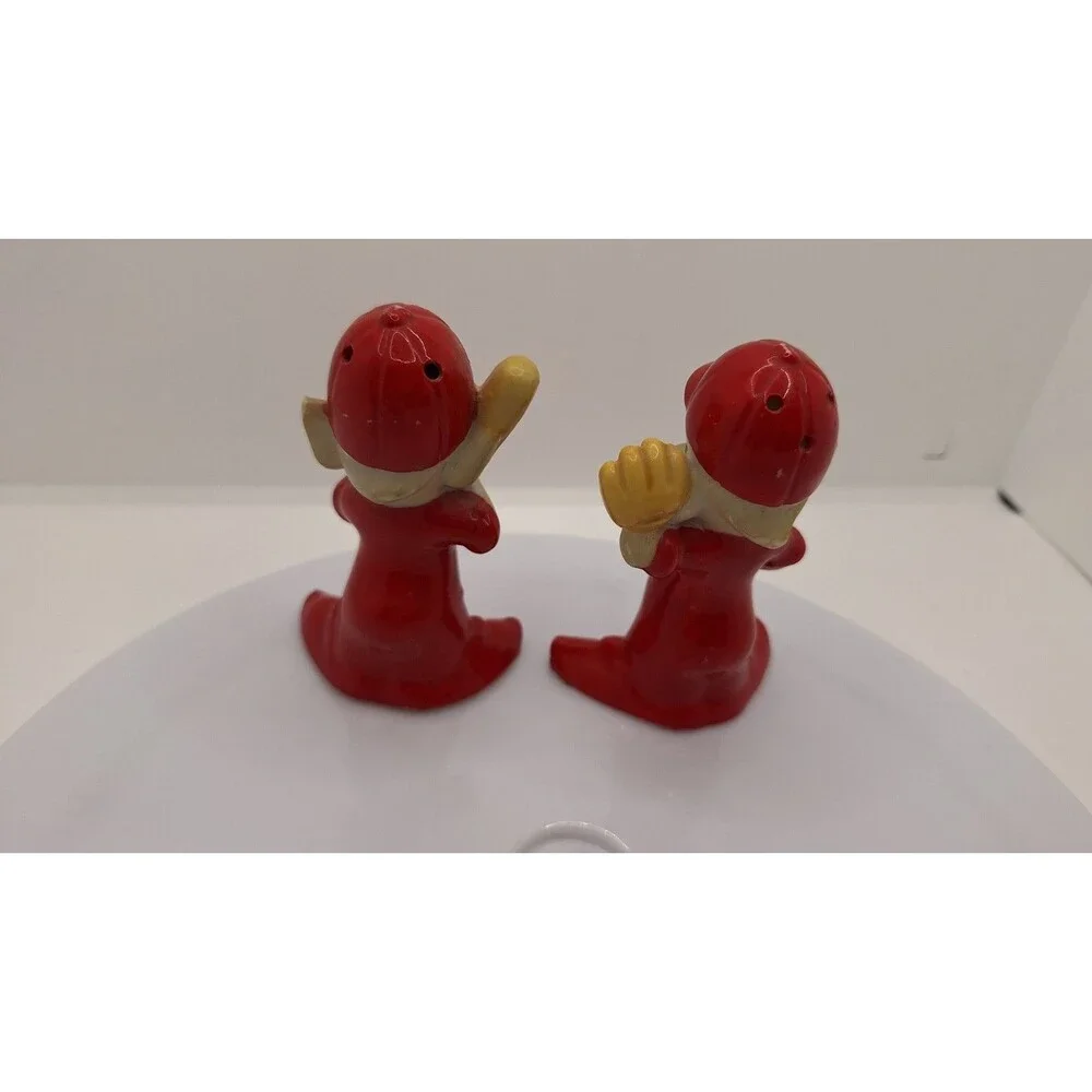 2 Vintage Josef-like Figurine Elves Pixies With Baseball‎ Bat & Glove